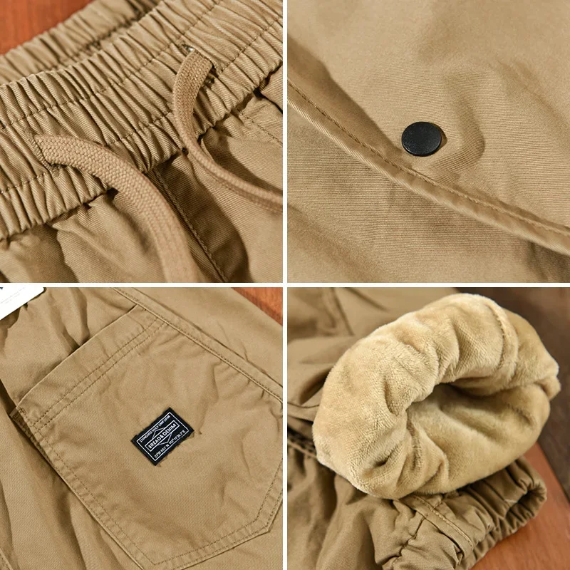 Inverno Nuovo 100% Cotone Cargo Velluto Pantaloni Invernali da Uomo Comodo Addensato Morbido Tenere al Caldo Retro Pantaloni da Strada AZ640 4
