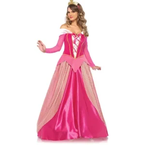 Costume adulto da donna Deluxe Rosa La Bella Addormentata Principessa Aurora Bellissimo costume per il vestito operato dalla festa di Halloween 1