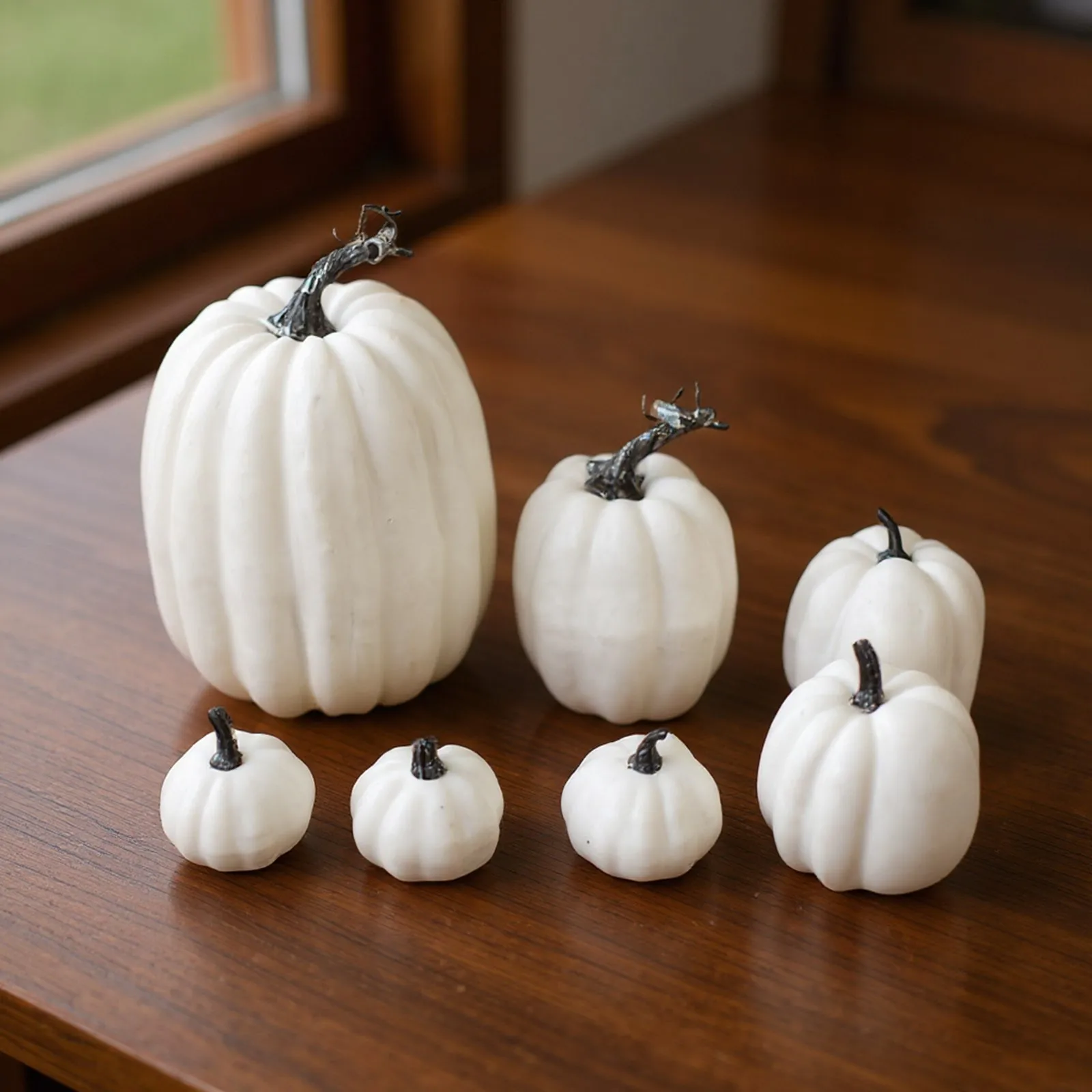 7 pezzi modello di zucca in schiuma di simulazione classico arancione nero bianco giorno del ringraziamento decorazioni per le vacanze ornamento accessori per oggetti di scena di Halloween 3
