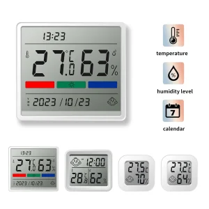 Misuratore di umidità della temperatura elettronico digitale LCD Bluetooth Termometro domestico Igrometro Orologio per stazione meteorologica per interni ed esterni 1