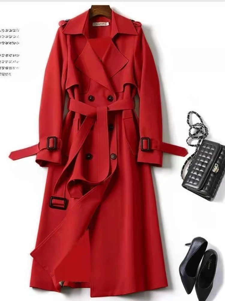 Primavera Autunno Novità nella giacca a vento da donna alla moda a maniche lunghe con allacciatura elegante cappotto giacca a vento per pendolari con temperamento 5