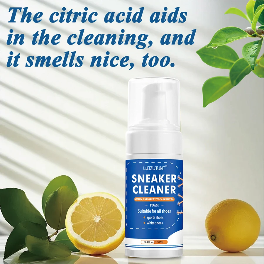 Detergente per scarpe bianco da 100 ml Schiuma per pulizia a secco senza lavaggio Decontaminazione per scarpe scamosciate in pelle di pecora opaca Scarpe da ginnastica in pelle Cura 2
