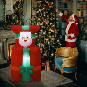 Babbo Natale gonfiabile all'aperto di pompaggio su e giù con confezione regalo di copertura 1,5 m Decorazione natalizia gonfiabile Decorazione da cortile per feste 2025 1