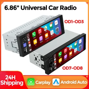 MEKEDE 6.86 pollici 1Din Carplay Android Auto Autoradio Video multimediale Lettore MP5 con BT FM Stereo USB Tipo-C Spina Autoradio 1