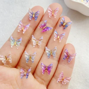 30 pezzi nuovi misti per nail art in resina colorata bellissime farfalle designer charms strass fai da te per decorazioni 3D per unghie 1