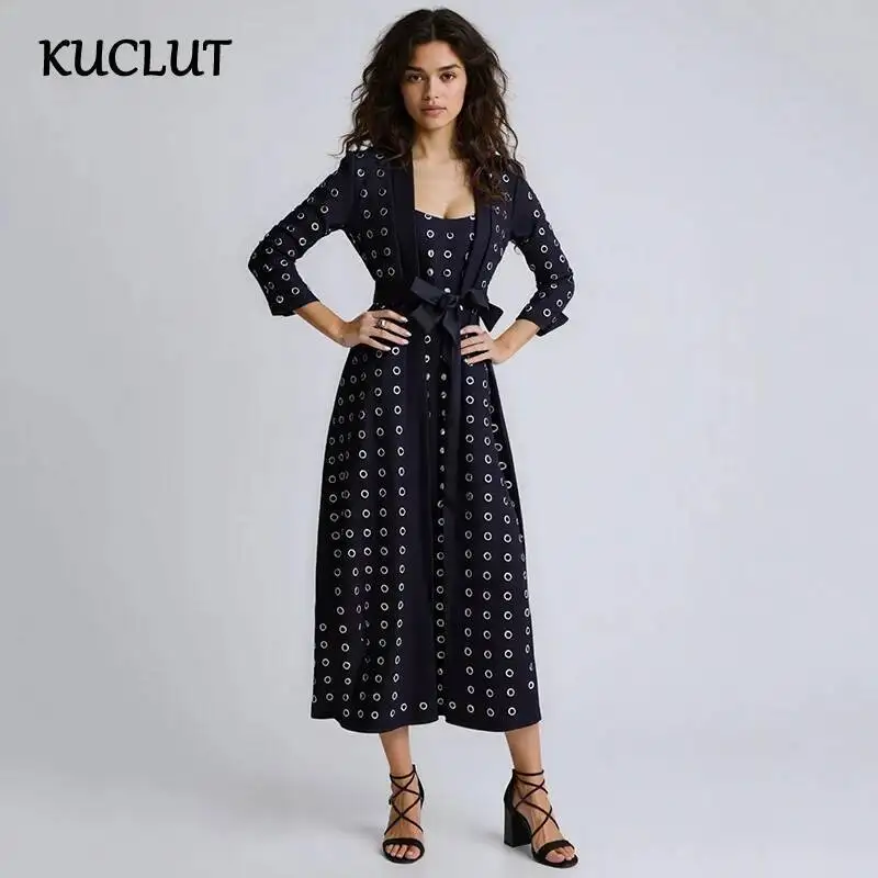 KUCLUT 2025 Autunno Nuovo Trendy Anello Rotondo Hollow Metal Lace-up Design Trench a maniche lunghe per le donne Cardigan allentato 1A884 1