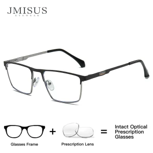  JMISUS 2025 Nuovi arrivi Occhiali da vista quadrati Uomo Business Occhiali progressivi Occhiali da vista ottici personalizzati in acciaio plastico 1