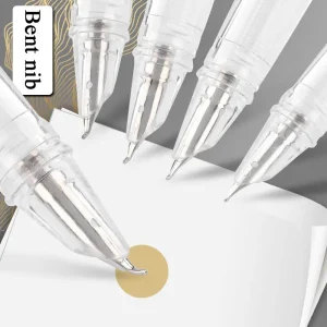 2025 Nuovo arrivo 1.5mm Pennino curvo Penna stilografica Penne calligrafiche trasparenti per la scrittura di materiale scolastico 1