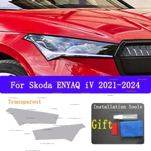 Per Skoda ENYAQ iV 2021-2024 faro esterno per auto lampada anteriore antigraffio tinta TPU pellicola protettiva copertura accessori di riparazione 1