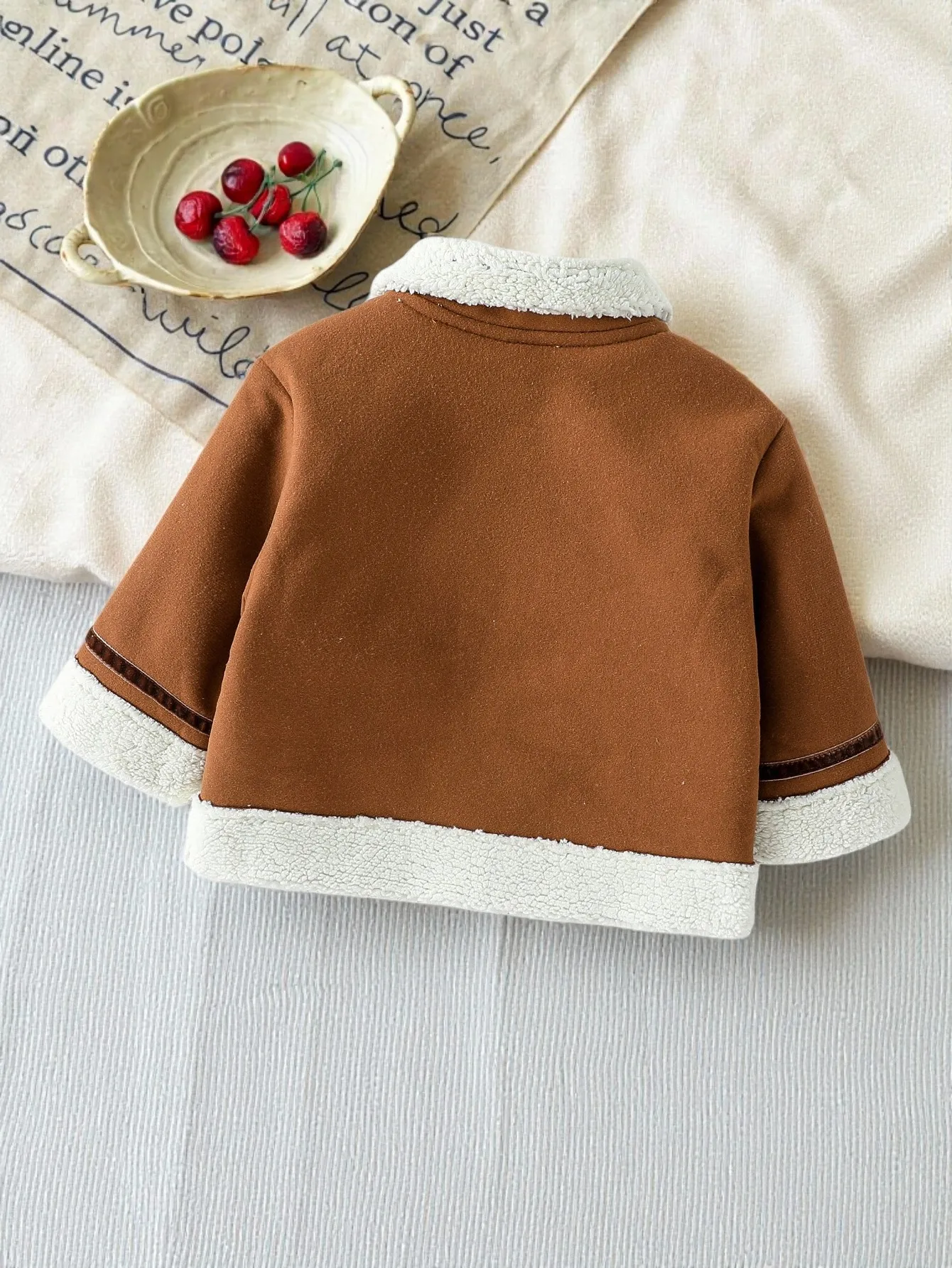 Autunno/Inverno Colletto rovesciato Manica lunga Giacche calde Moda Neonati maschi Capispalla in pile Cerniera coreana per cappotto di moda 1-3 anni 2