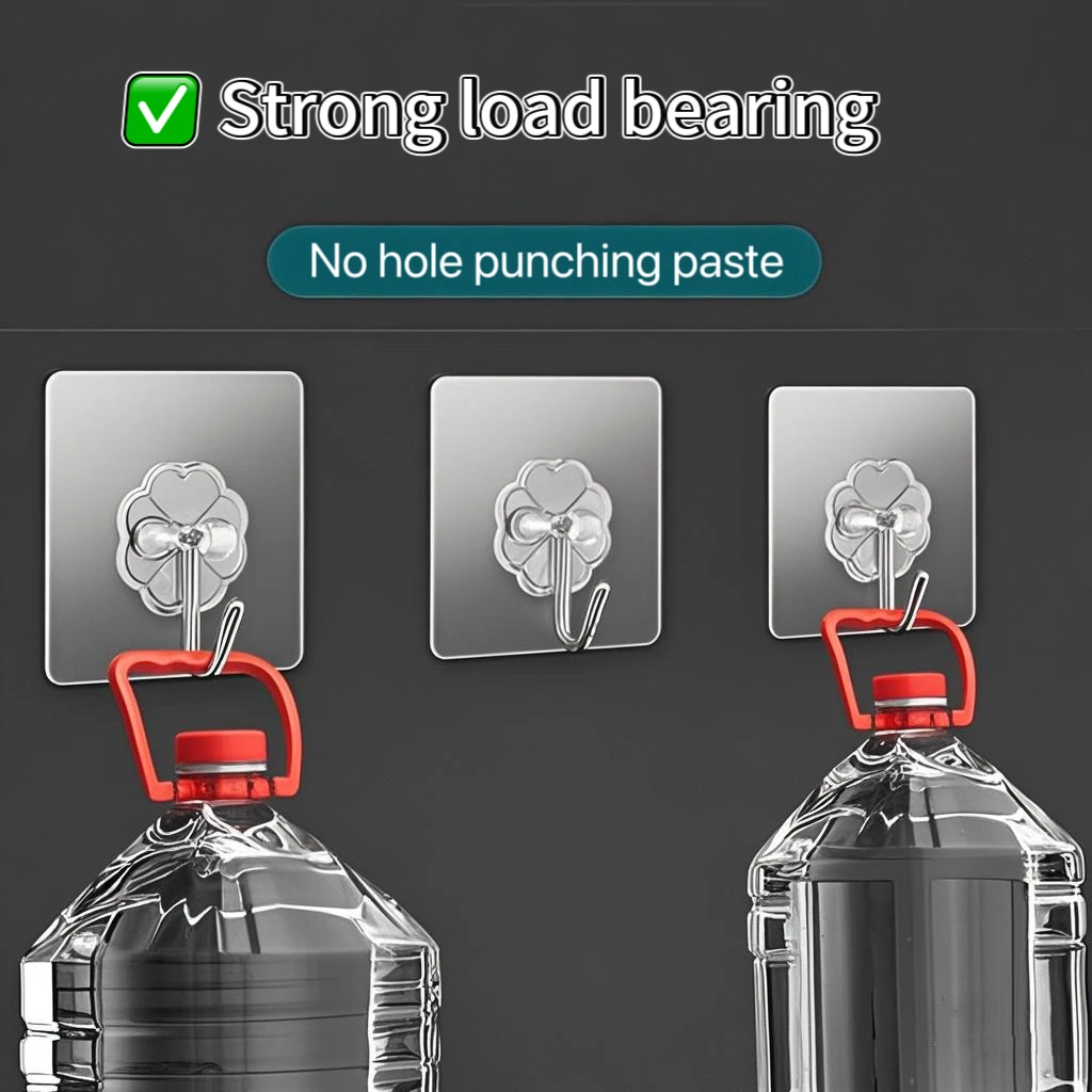 Forti ganci da parete autoadesivi ganci portachiavi porta asciugamani bagno organizer rack cucina ganci da parete adesivi trasparenti 2