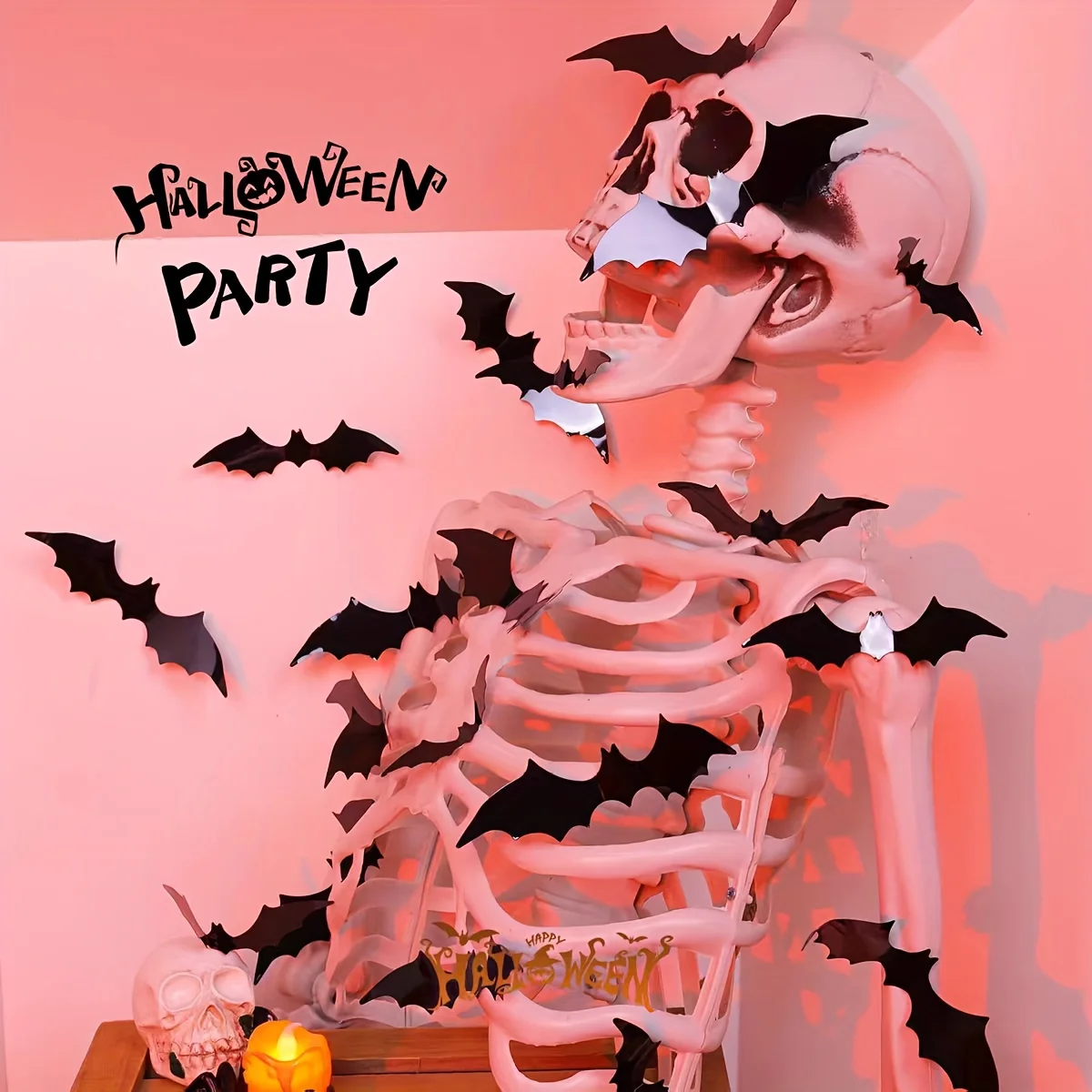 Decorazioni Pipistrelli di Halloween, Pipistrello 3D in PVC da Parete, Adesivi Murali Neri, Accessori Spaventosi per Feste, Decorazione Fai-da-tedecorazione domestica adesivi removibili ornamenti festa atmosfera hor 1