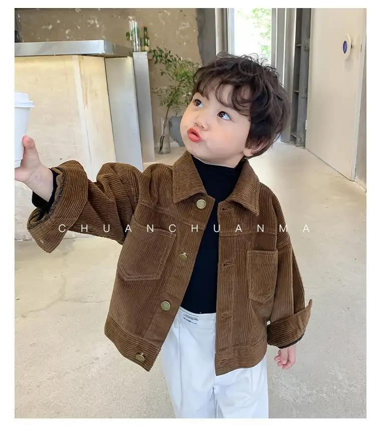 1-7yrs Kid Boys Toddler Coat primavera nuova versione coreana Baby Boy velluto a coste Casual giacca autunnale per bambini ragazze camicia giacche 2