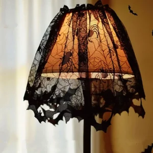 Paralume pipistrello di Halloween ragnatela copertura paralume nastro di pizzo tenda camino decorazione per feste forniture strumenti 1