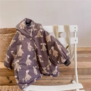 Bambini da 1 a 7 anni Capispalla Cartoon Bambini Cappotto imbottito spesso con cappuccio Abbigliamento coreano per bambini Ragazza Ragazzo Giacca invernale calda 1