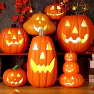 1 pezzo di zucca decorativa puntelli di Halloween decorazione lanterna decorazione di zucca luce di zucca decorazione di Halloween all'aperto 1