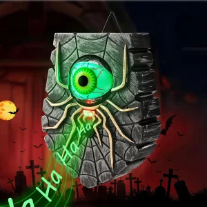 Campanello di Halloween, campanello per porta della casa stregata con bulbo oculare animato con suono spettrale e occhio luminoso per decorazioni per feste di Halloween 1
