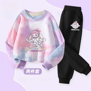 Vestiti della ragazza Set Autunno Kid Felpe Pullover Cartoon Tie-dye Top e Pantaloni 2 pezzi Vestito Bambini Dolce Tute Camouflage Outfit 1