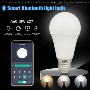 Lampadina LED E27 Lampade intelligenti APP Bluetooth 3000K-6500K Illuminazione dimmerabile 10W 220V RGBW per liveroom camera da letto casa derecs 1