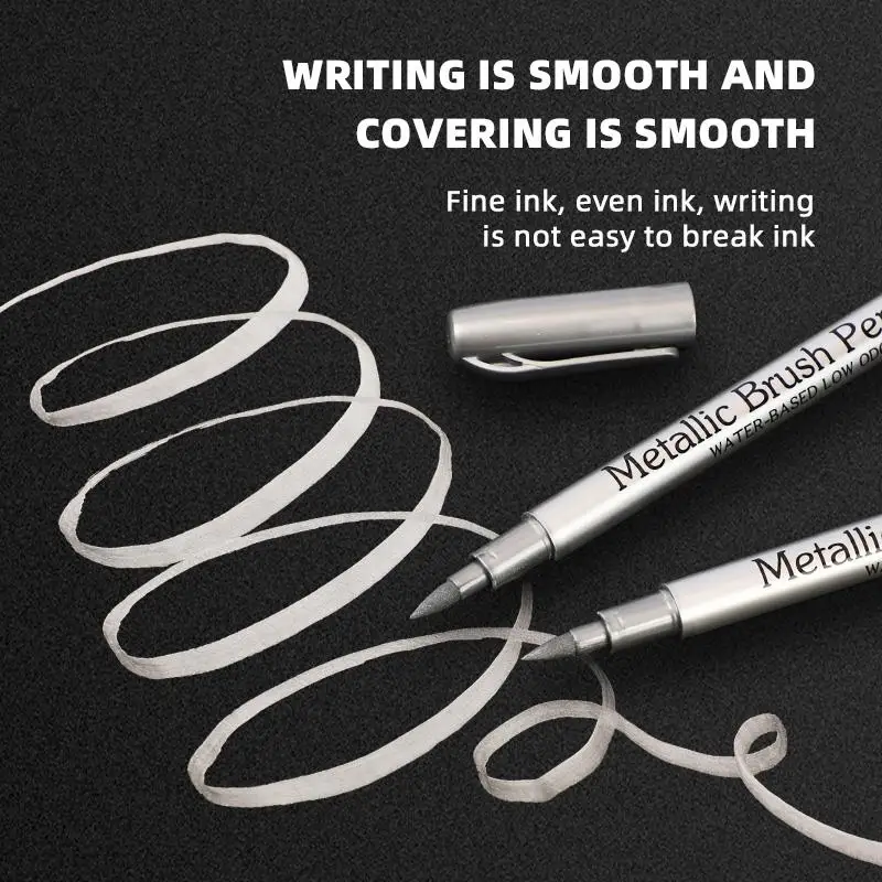 1/2 pezzi pennello pennarelli metallici colore oro argento pennarelli artistici permanenti mestiere scrapbooking pittura materiale scolastico di cancelleria 3
