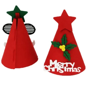 (1 pz/borsa) 17*12 cm Natale Cartoon Cappello da festa Decorazione natalizia Cappello in feltro non tessuto Fatto a mano fai da te 1