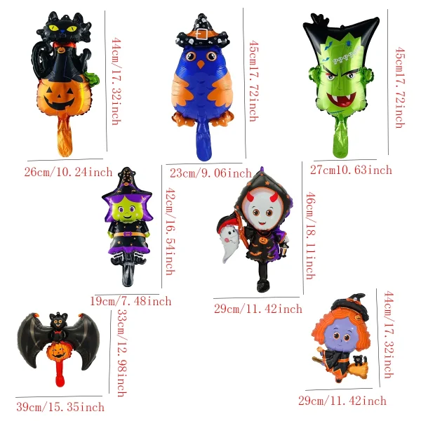 10/30/50pcs Mini Elemento di Halloween Pipistrello della Morte Zucca Palloncini a Bobina in Alluminio Stile Casuale Decorazione della Festa di Halloween 3
