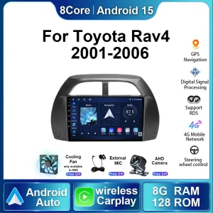 2din 8 + 128G Autoradio Android 15 Per Toyota RAV4 RAV 4 2001 - 2006 Auto Wireless Carplay Lettore Multimediale Stereo di Navigazione GPS 1