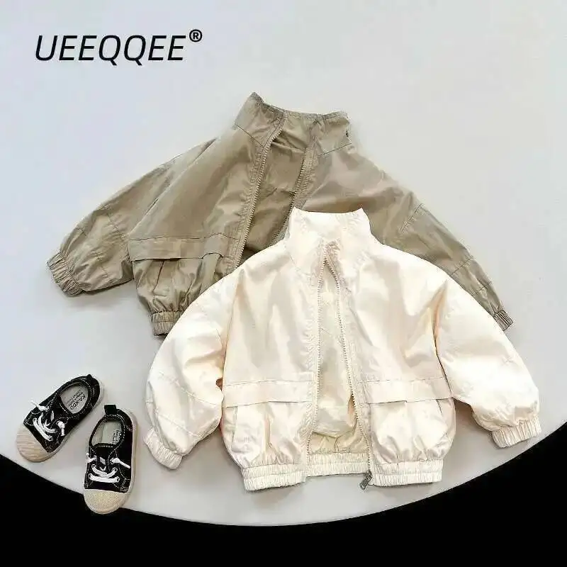 Primavera autunno bambini giacche 1-8Y ragazzi cotone cerniera giuntura Soild cappotti quotidiani coreano bambino capispalla abbigliamento per bambini 2024 nuovo 1