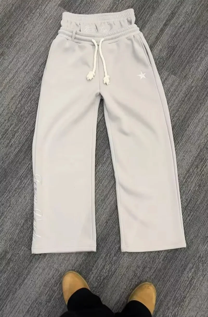 Y2K American New Harajuku Vintage Allentato Doppia Vita Pantaloni Della Tuta Da Uomo Streetwear Hip Hop Lettere Popolari Ricamate Pantaloni Casual 3