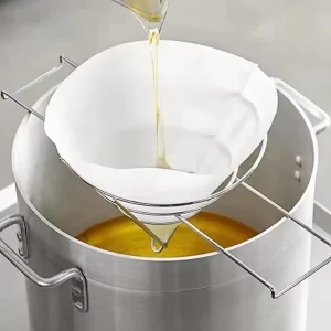 Portafiltro a cono per olio per friggitrice Supporto per filtro a cono per sciroppo d'acero con braccioli pieghevoli Cremagliera per filtro riutilizzabile in acciaio inossidabile 1