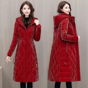 Cappotto invernale per donna moda coreana sciolto oversize di grandi dimensioni con cappuccio antivento caldo lungo parka giacca di cotone di lusso Y2k cappotto 1