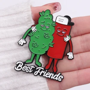 Best Friends Spille smaltate Spille personalizzate per accendisigari con foglie di tabacco Distintivi da bavero Regalo di gioielli vegetali per amici partner 1