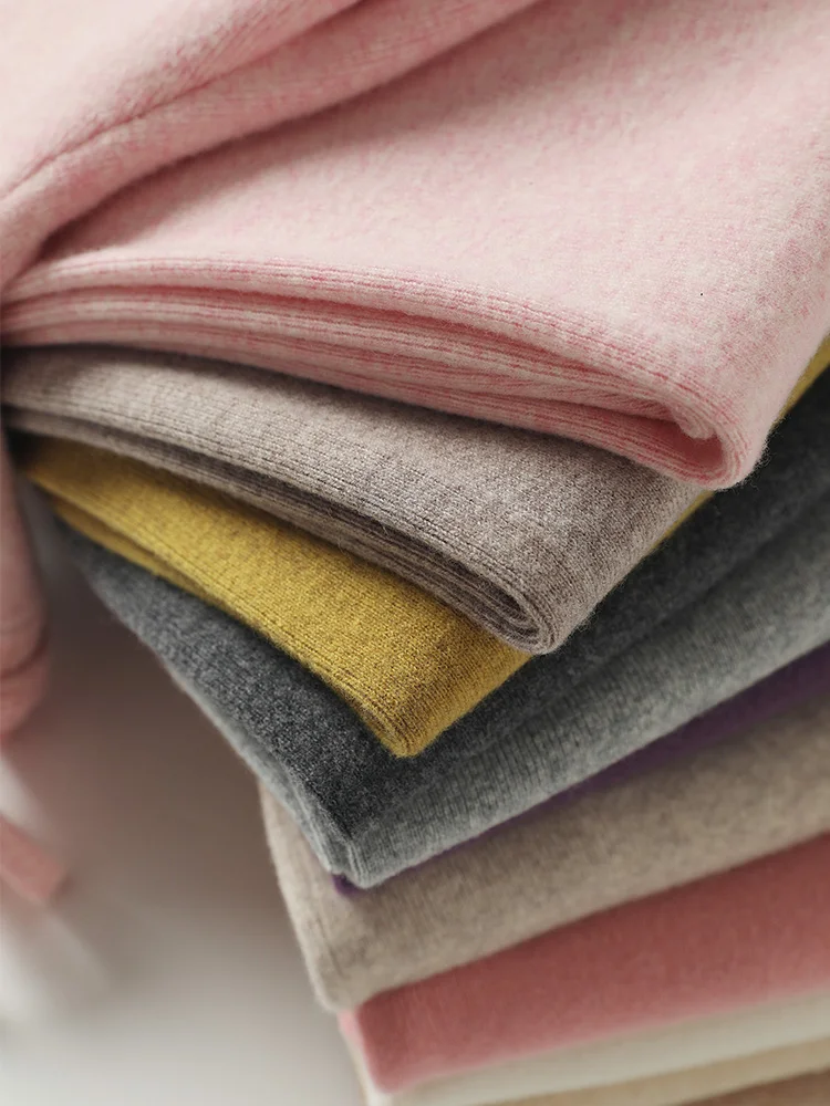 CHICUU Pantaloni da donna in cashmere Autunno Inverno Pantaloni a gamba larga Lunghezza intera 100% lana merino Maglieria Pantaloni semplici di base Coreano 4