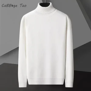 Top basic casual slim fit da uomo manica lunga lavorata a maglia streetwear maglione pullover leggero a collo alto maglione tinta unita da uomo 1