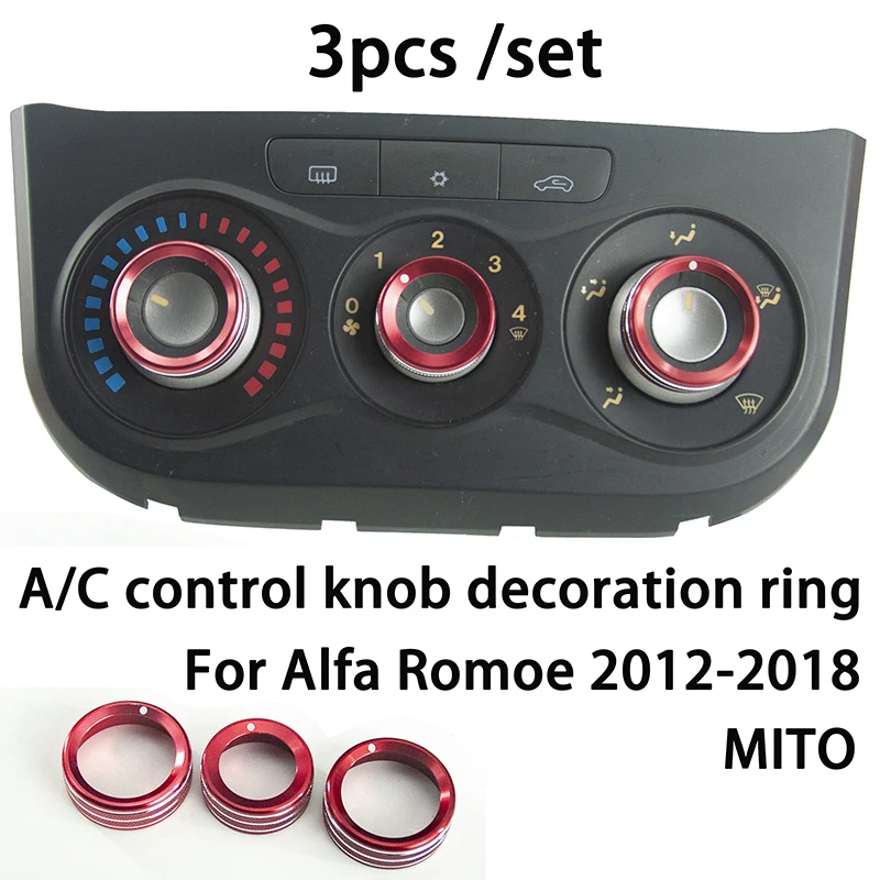 Cruscotto auto Manopole di controllo A/C Anello decorativo Rivestimento in metallo per Alfa Romeo MITO 2012-2018 Accessori interni 1
