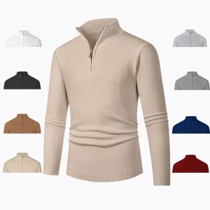 Maglione da uomo autunno inverno nuova camicia base slim elasticizzata con mezza cerniera 1