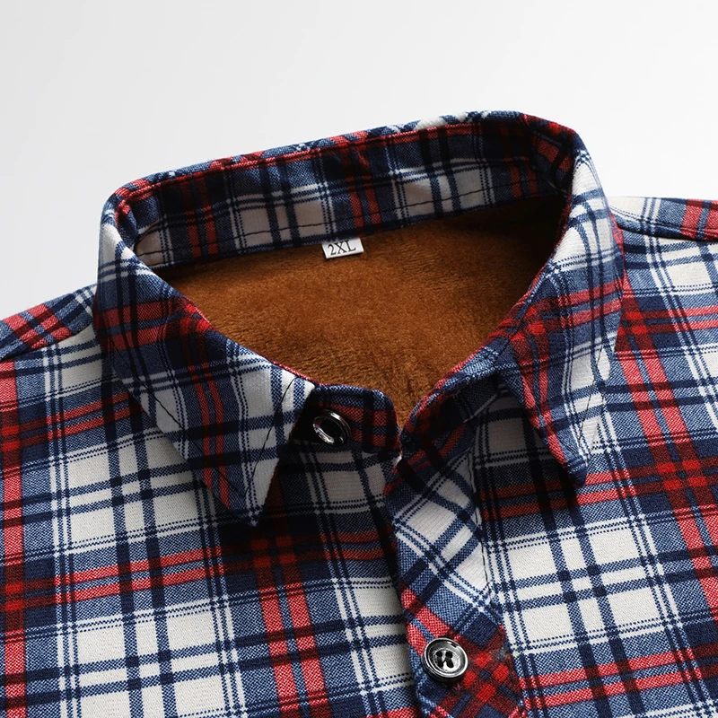 Camicia termica da uomo 2025 Camicia scozzese ispessita invernale per papà Camicia casual da lavoro a maniche lunghe da uomo di mezza età Colori multipli 4