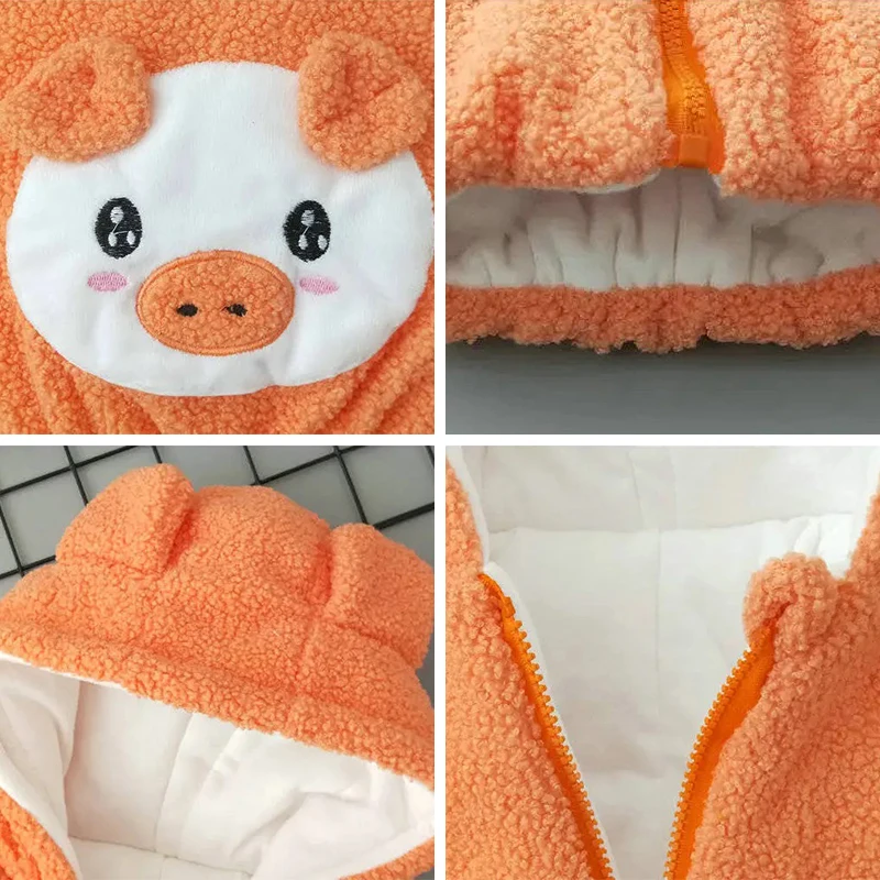 0-36 mesi vestiti per neonata carino Piggy con cappuccio giacca per neonati inverno caldo capispalla in pile per ragazze cappotto regalo di compleanno 6