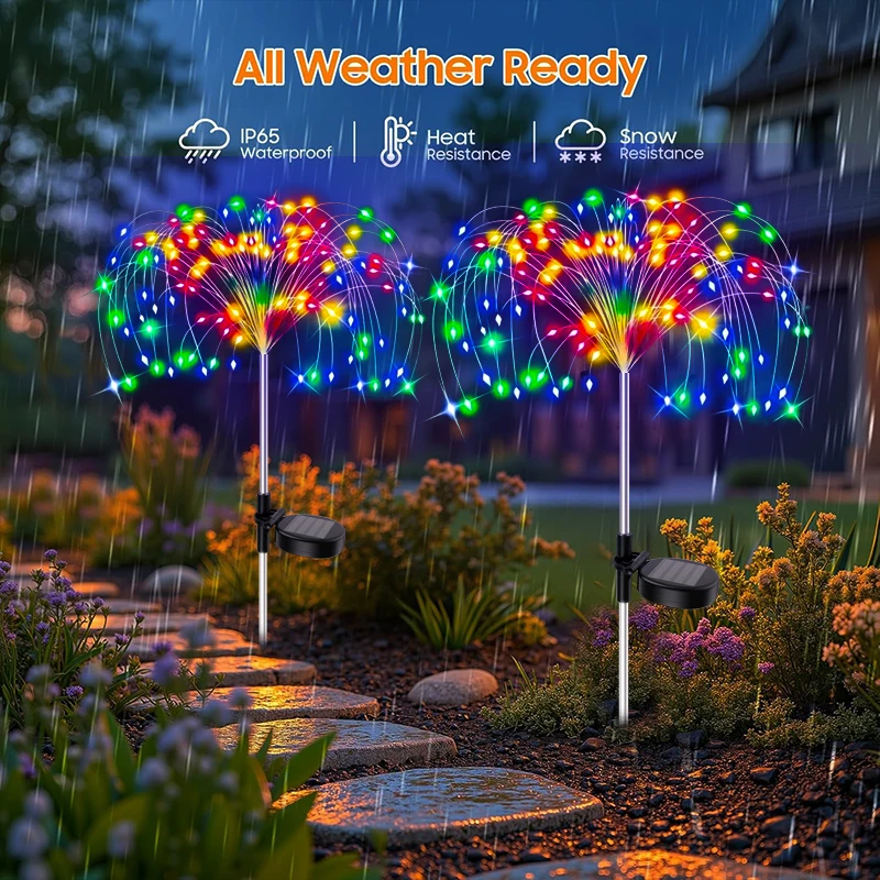 Luci per fuochi d'artificio da 420 LED Decorazioni da giardino Luci per fiori impermeabili per esterni a energia solare per patio, passerella 3