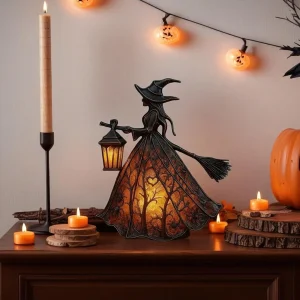 Lampada da strega di Halloween Cappello da strega gotico colorato Lampada a LED Decorazioni per illuminazione per feste con luce notturna decorativa spettrale 1