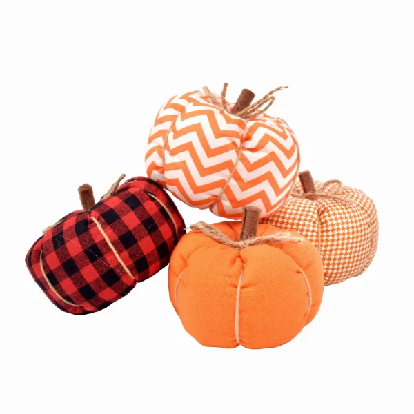 Decorazione di zucca in tessuto per il Ringraziamento da 4 pezzi, mini ornamento di zucca artistica di Halloween, decorazione del centro del tavolo da pranzo 4