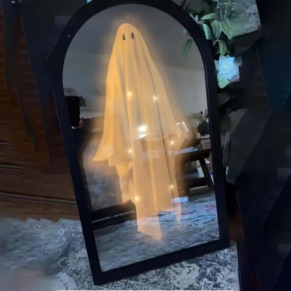 Specchio fantasma con ologramma USB per Halloween, fantasmi spaventosi spettrali per decorazioni di Halloween per interni, decorazioni per la stanza di Halloween 2