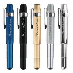 Majohn Alpha Penna stilografica a inchiostro corto da viaggio vintage interamente in rame EF/F/pennino piegato Penna tascabile per cancelleria per ufficio e scuola in lega di alluminio 1