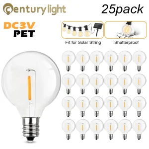 Lampadina a LED G40 E12 Base lampada a filamento in plastica PET DC 3V 1W lampadina a Led di ricambio a sfera bianca calda per luce solare a stringa 1