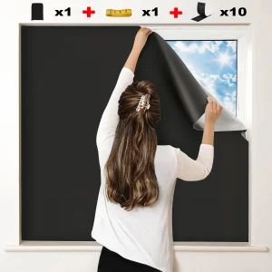 100 Blackout dark House Blackout Window Privacy Film Tint Anti Look Cover Glass Window Cloth adesivi per auto Light Block Sticker Pellicola Oscurante al 100% per Finestre Casa, Anti-Sguardo, Copertura in Vetro, Stoffa 1