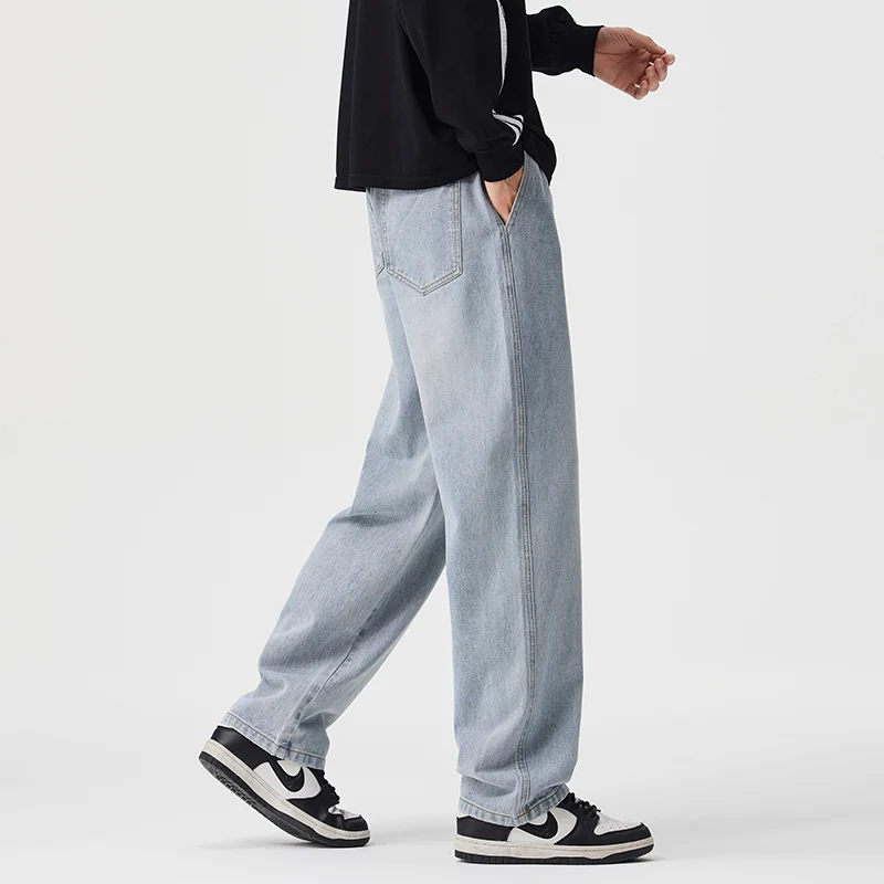 Jeans larghi a gamba larga stile vintage con coulisse da uomo 2025 Pantaloni casual comodi alla moda autunno inverno taglie forti 4XL 5