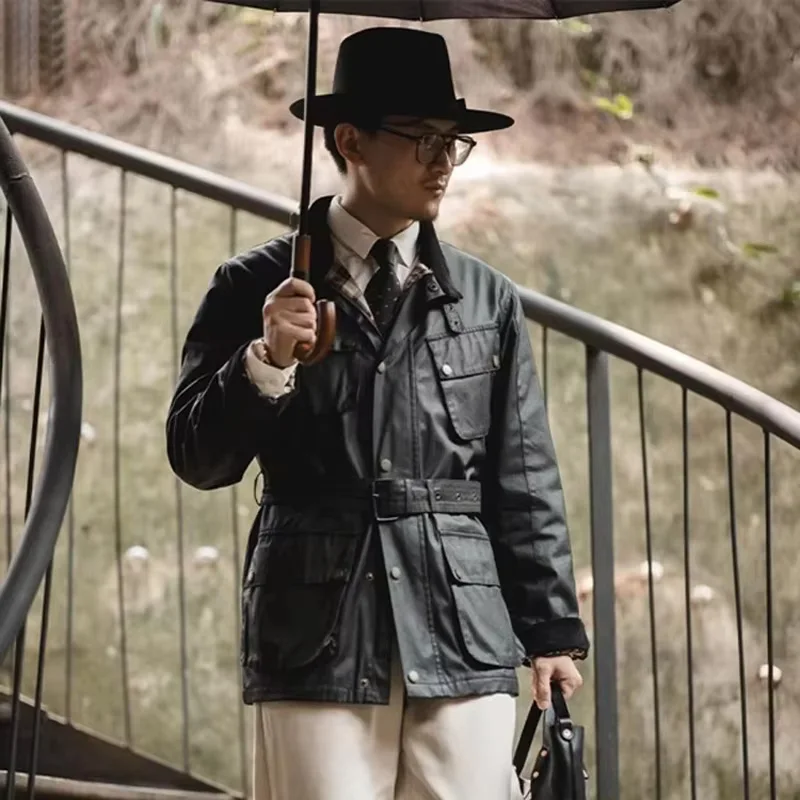 Giacca cerata a olio da uomo resistente alle intemperie di media lunghezza da caccia giacca da moto da donna abbigliamento da ciclismo cappotti rompivento primaverili autunnali 2