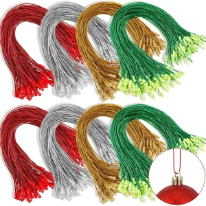 100 Pz 20 CM Tag Corde Albero Di Natale Palla Ornamenti Gancio Stringa Nastro Gancio Pretagliato Con Scatta di Bloccaggio Per Etichetta di Natale Cordino 1