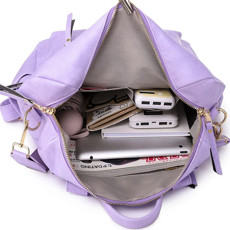 Zaino in pelle Pu da donna Borsa a tracolla femminile di moda Sac a Dos Ladies Bagpack Mochilas Borse da scuola per ragazze adolescenti 2025 6