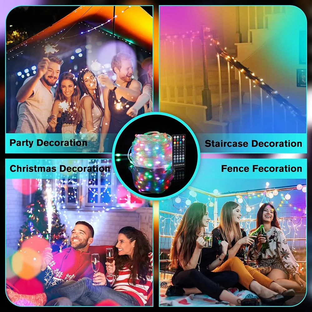 Barra luminosa decorativa natalizia a LED per esterni RGB IC WS2812B Lntelligent Bluetooth Control ghirlanda di fiori colorata Home Party Decora 6
